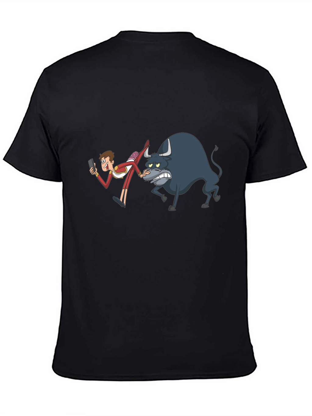 Cartoon Bullfighter Black T-Shirt
