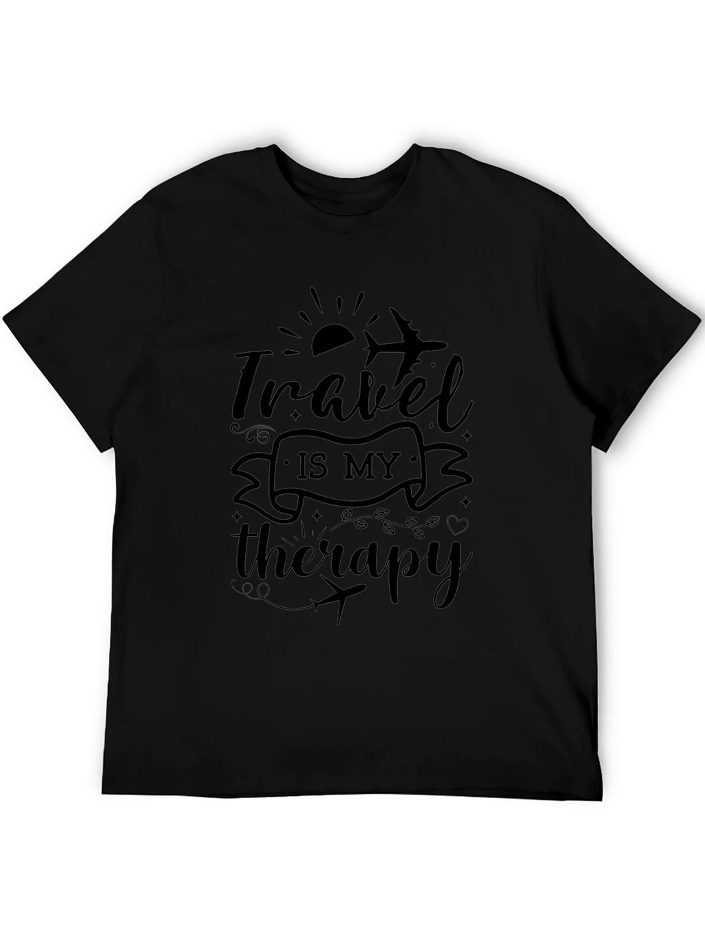 Travel is My Therapy Black Graphic T-Shirt
