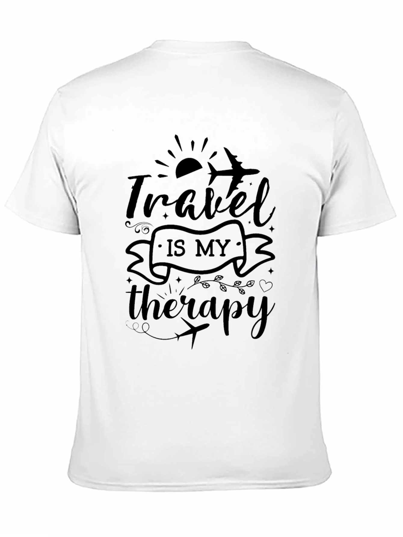Travel is My Therapy Black Graphic T-Shirt