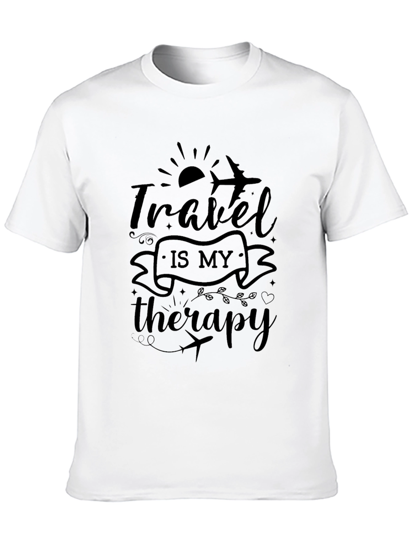 Travel is My Therapy Black Graphic T-Shirt