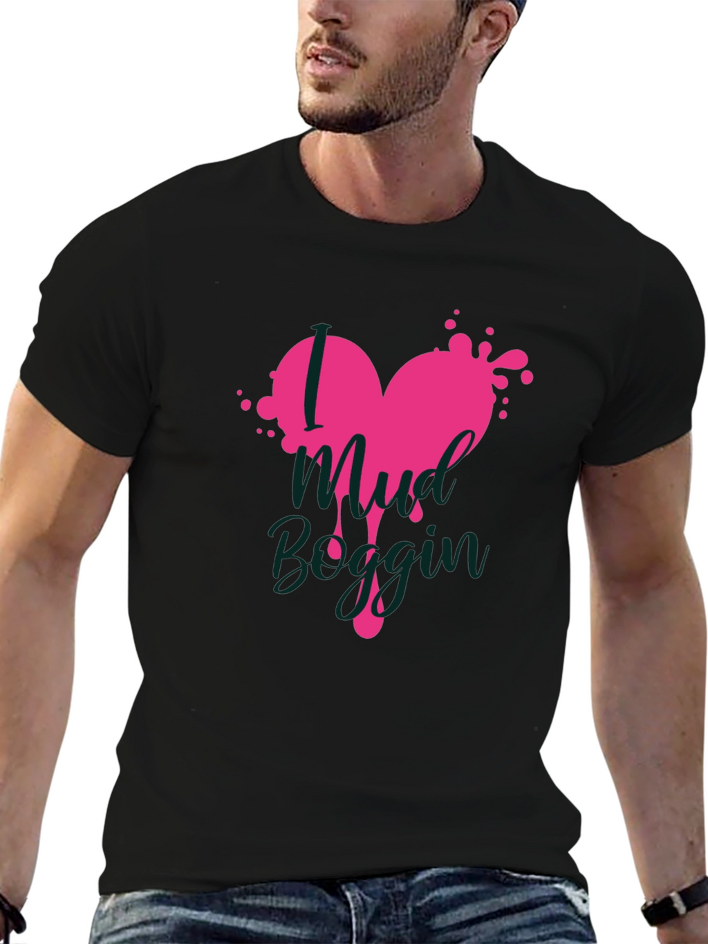Mud Boggin Heart Graphic T-Shirt - Black