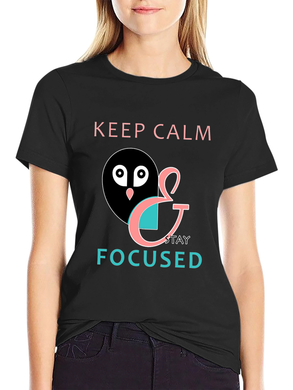 Keep Calm & Stay Focused Mens Black Graphic Tee