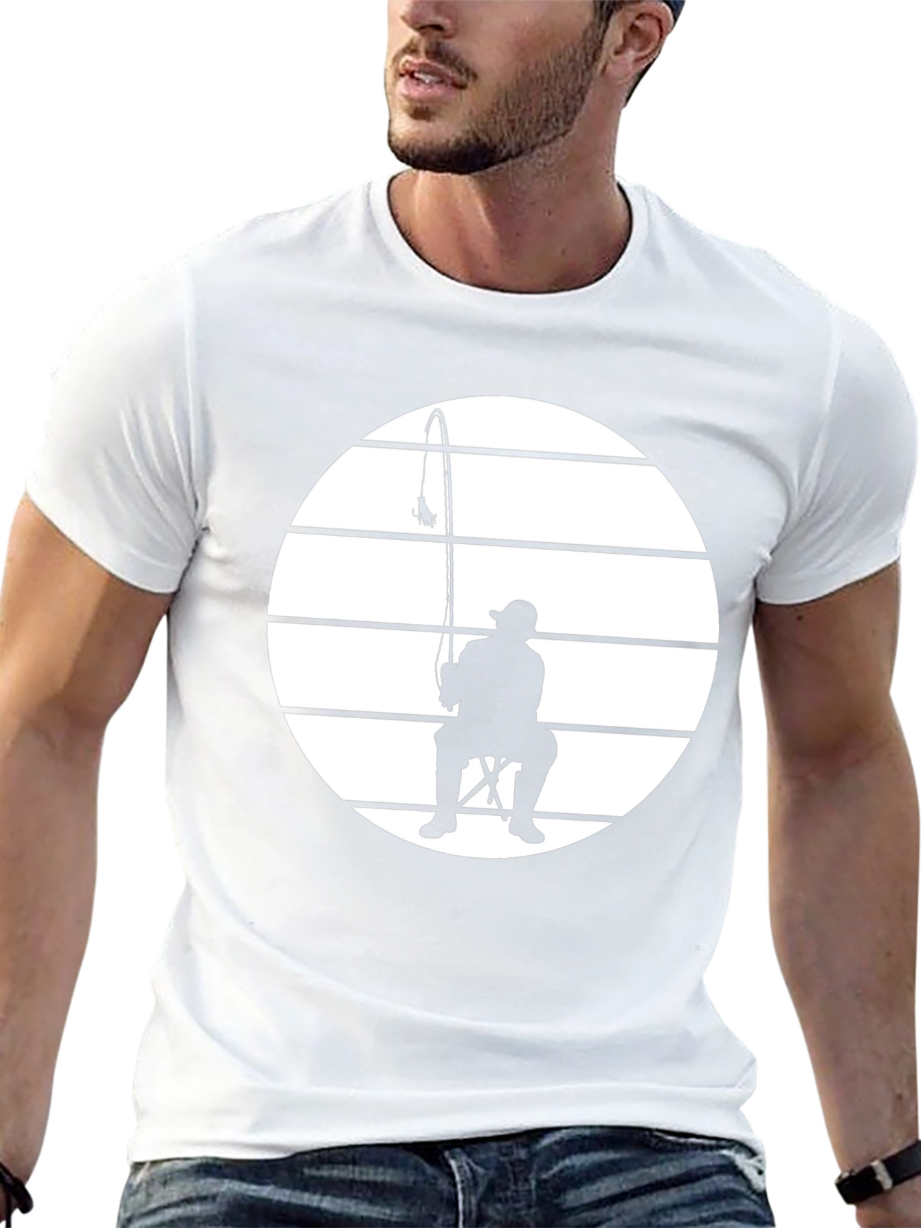 Fisherman Silhouette Tee - Black Graphic T-Shirt