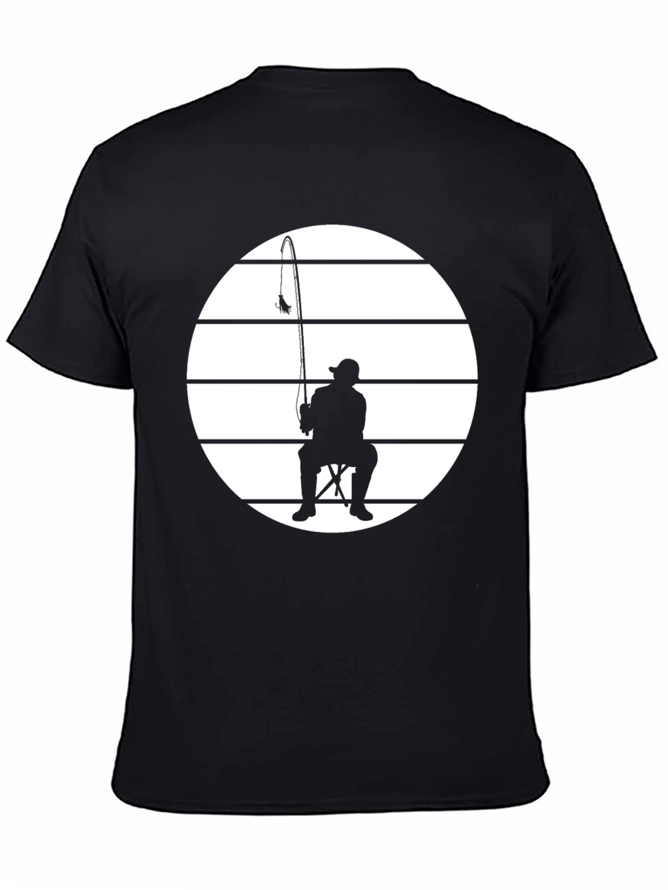 Fisherman Silhouette Tee - Black Graphic T-Shirt