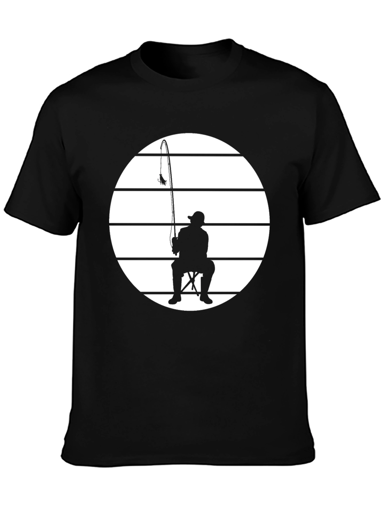 Fisherman Silhouette Tee - Black Graphic T-Shirt