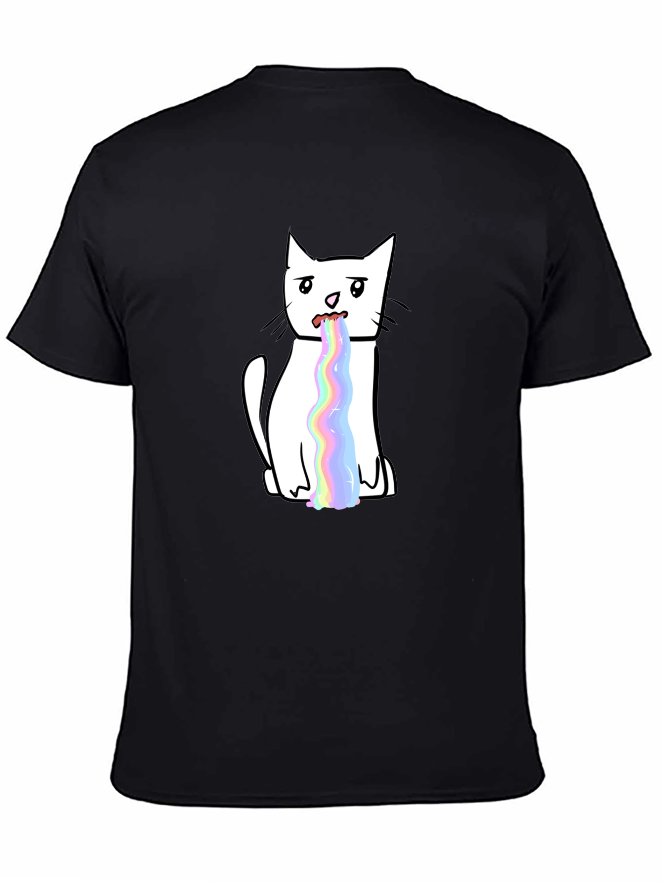 Funny Rainbow Puke Cat Graphic T-Shirt