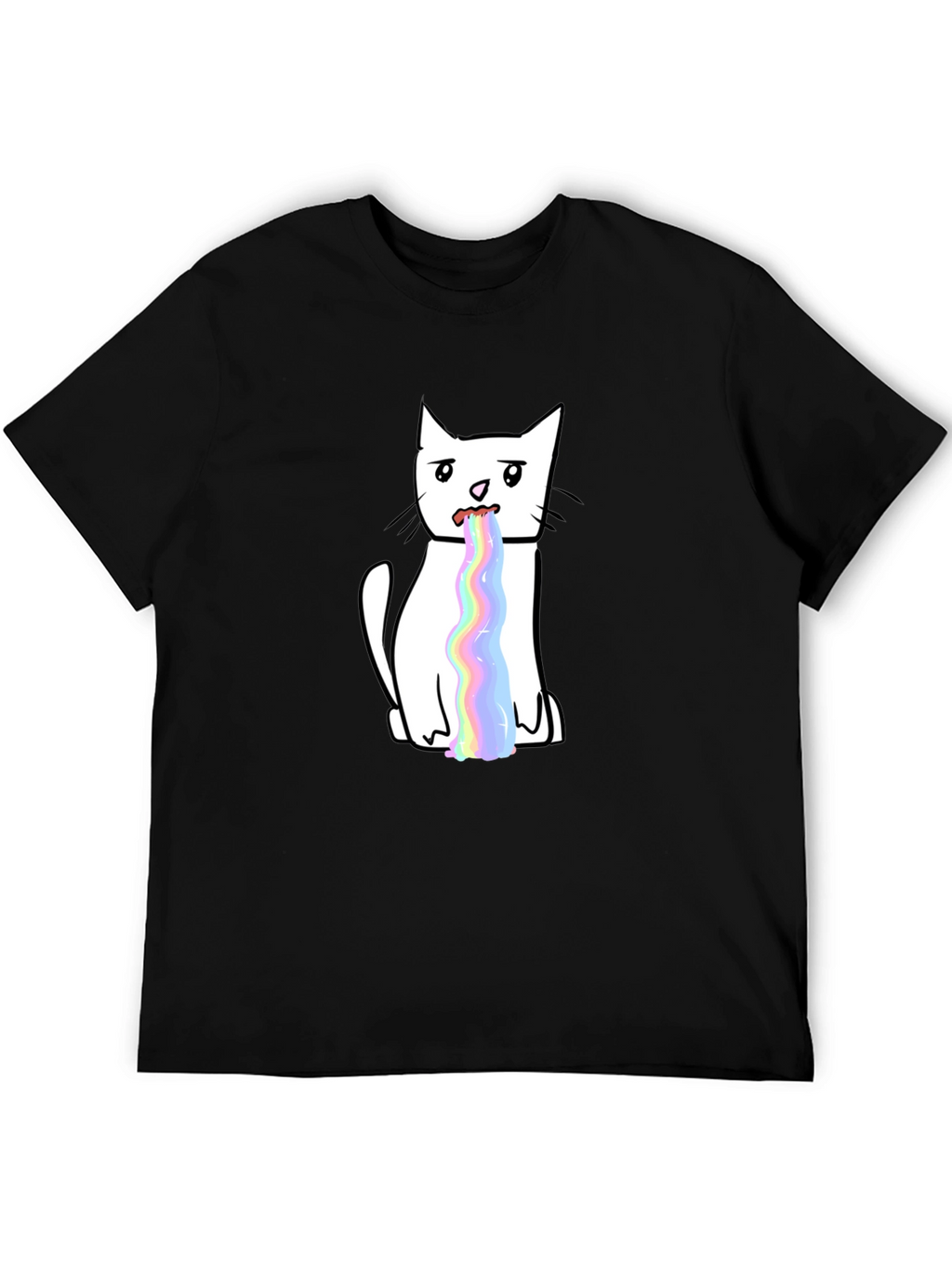 Funny Rainbow Puke Cat Graphic T-Shirt
