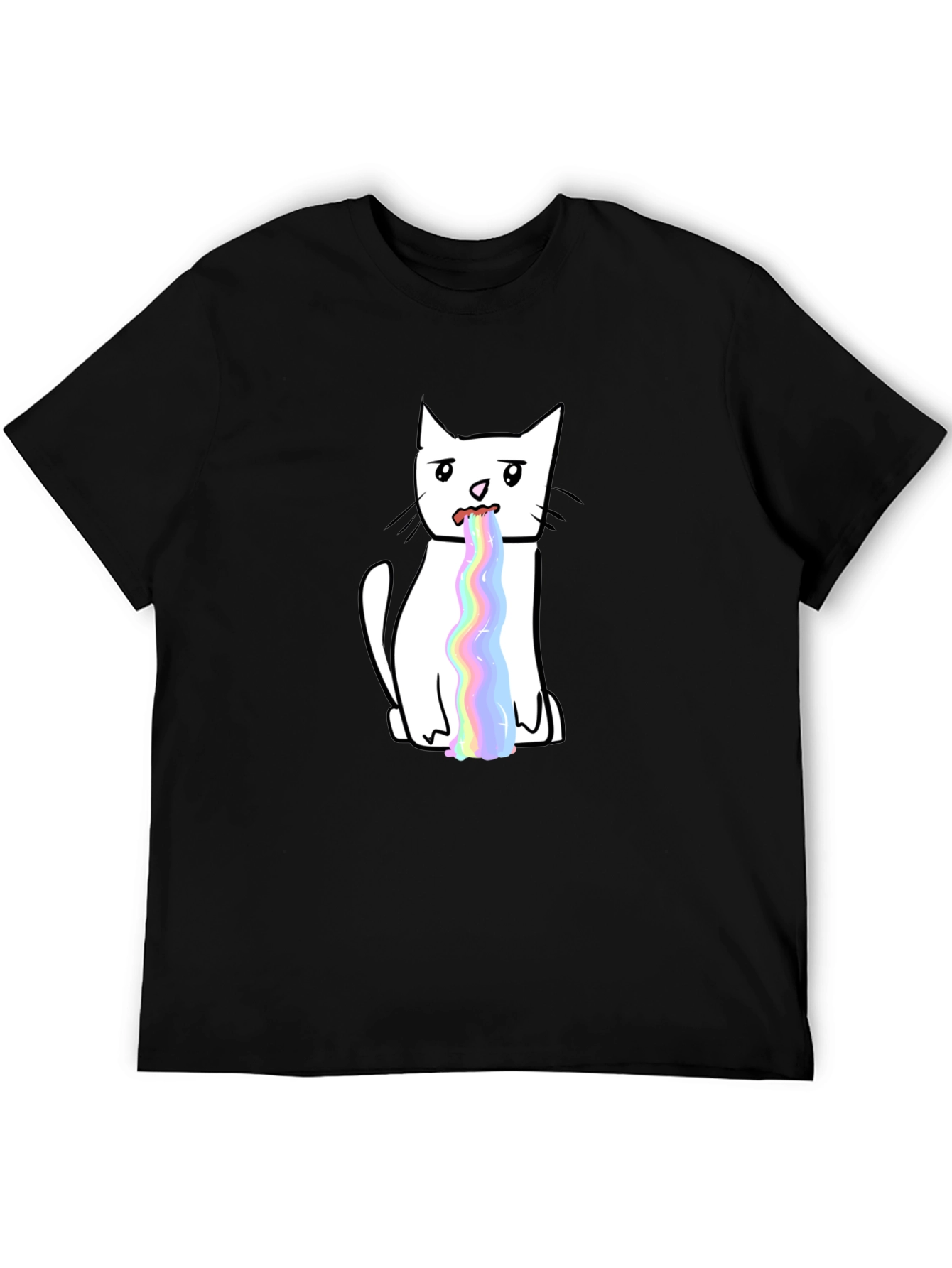 Funny Rainbow Puke Cat Graphic T-Shirt