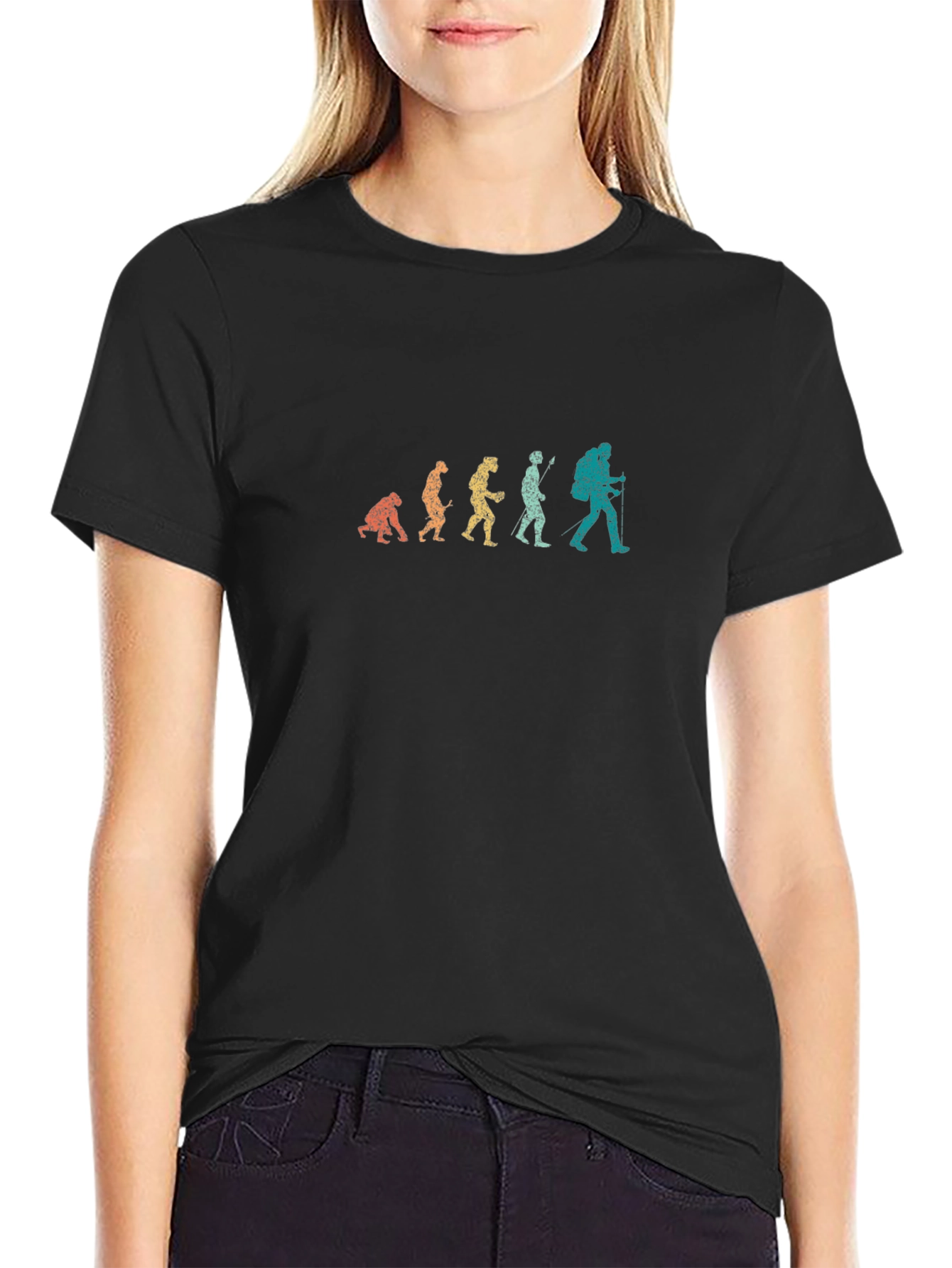Evolution of Hiking Mens Black T-Shirt