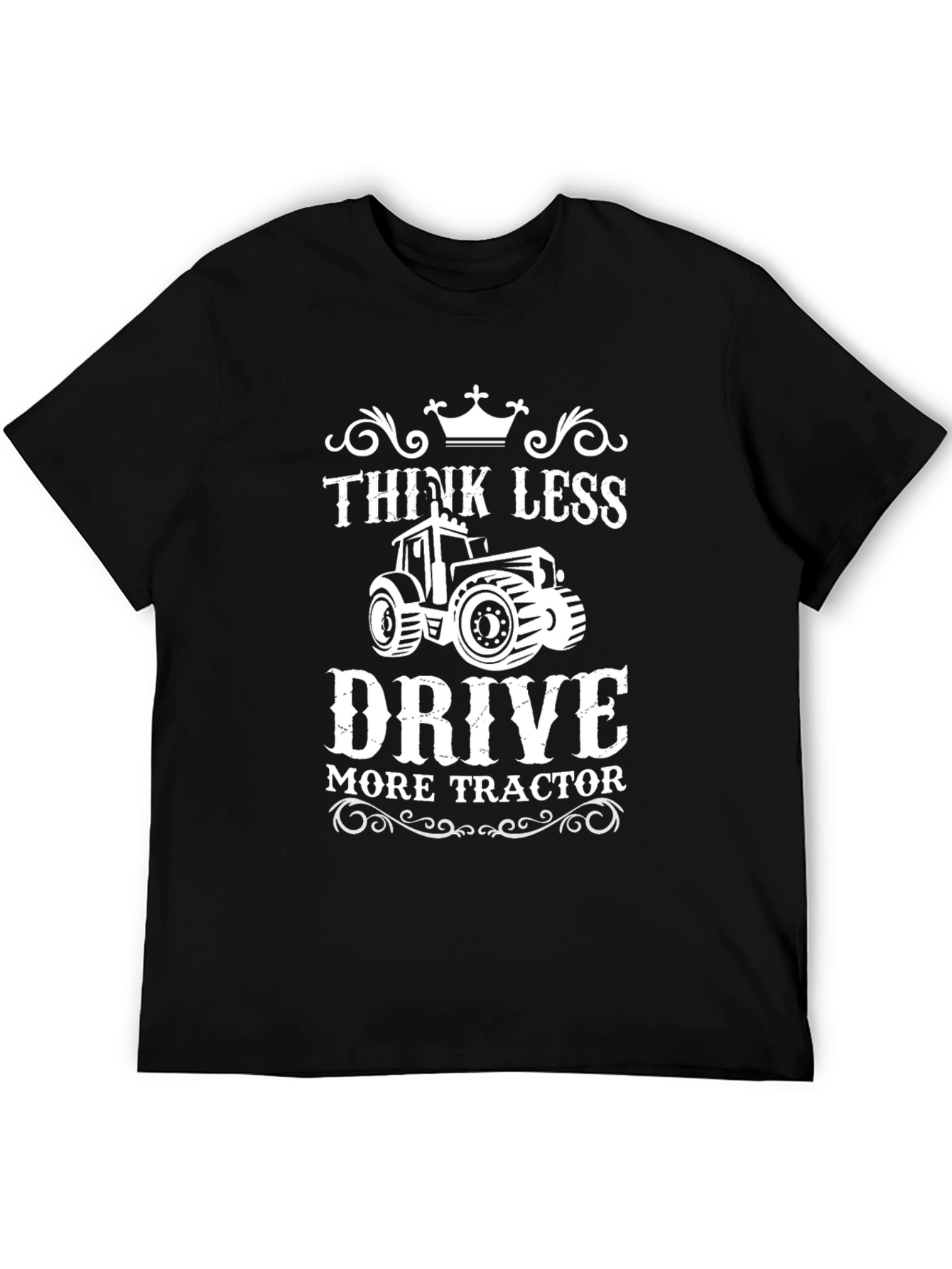 Think Less Drive Tractor Black Graphic Tee