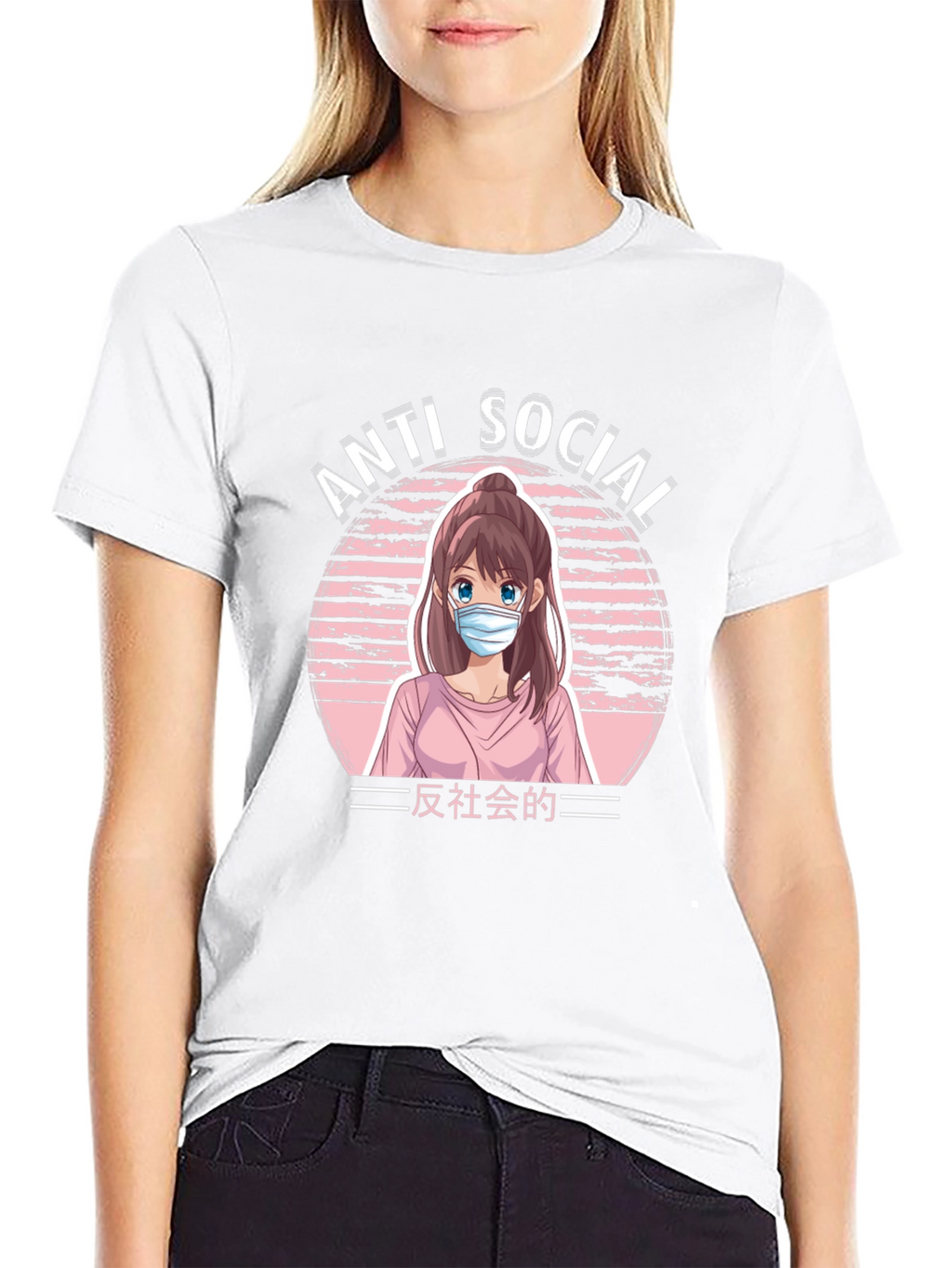 Anti Social Anime Girl Graphic T-Shirt