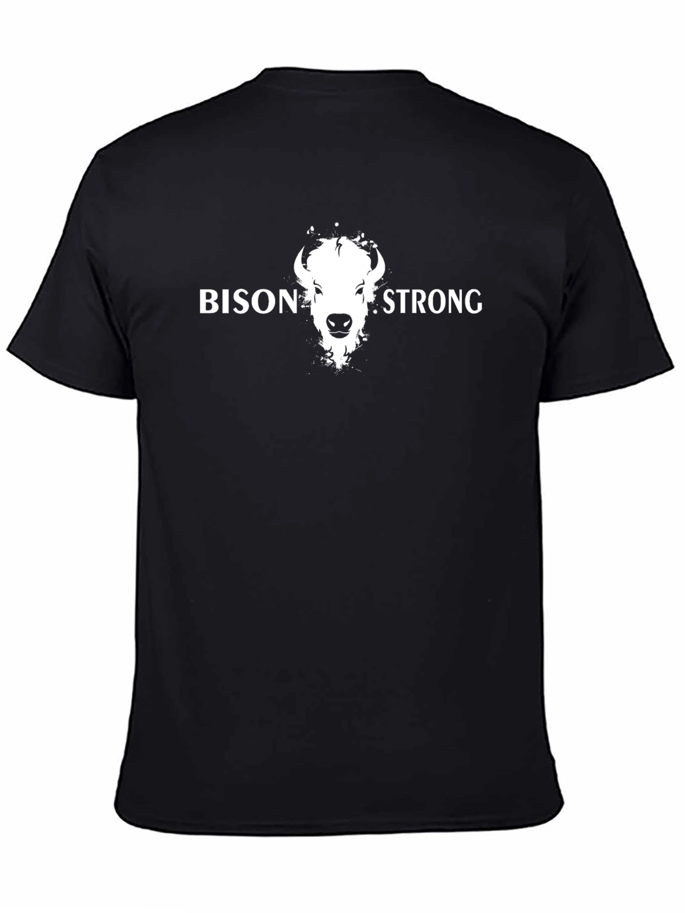 Bison Strong Graphic Tee - Black Cotton T-Shirt