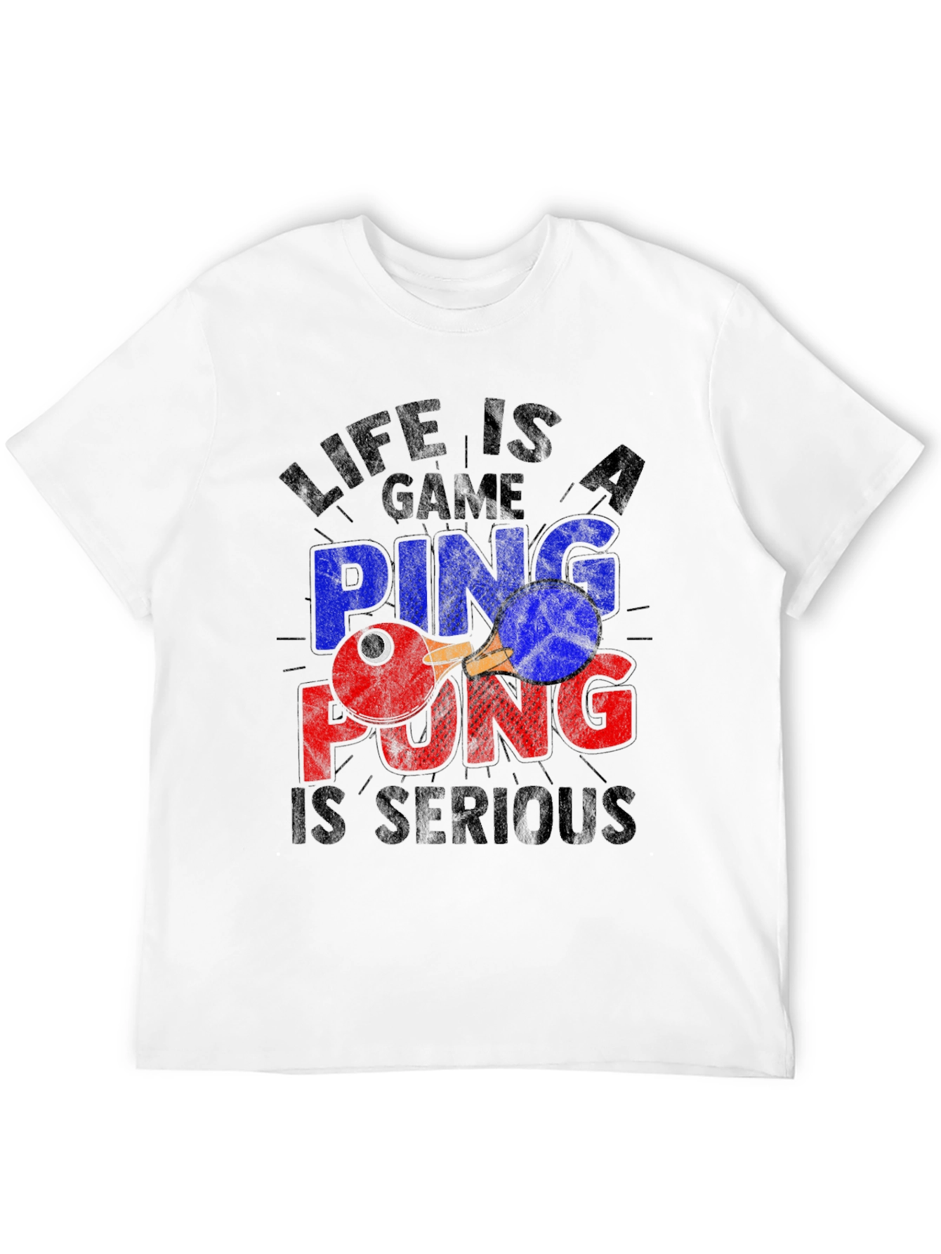 Life Is a Game Ping Pong Serious Black T-Shirt