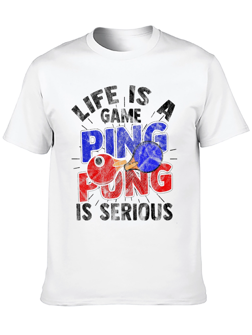 Life Is a Game Ping Pong Serious Black T-Shirt