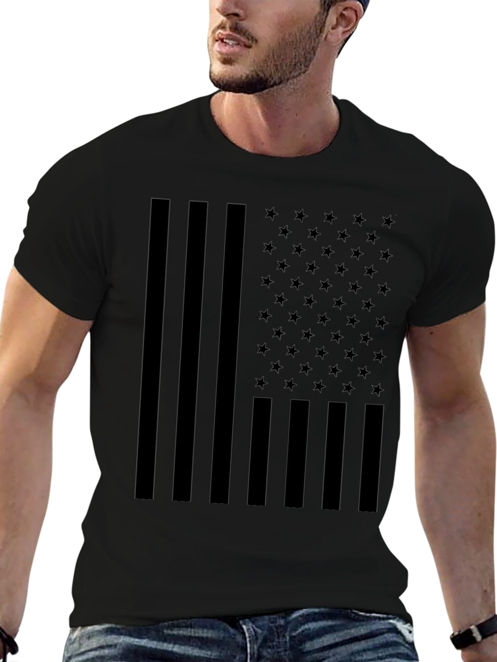American Flag Blackout T-Shirt - Patriotic Style