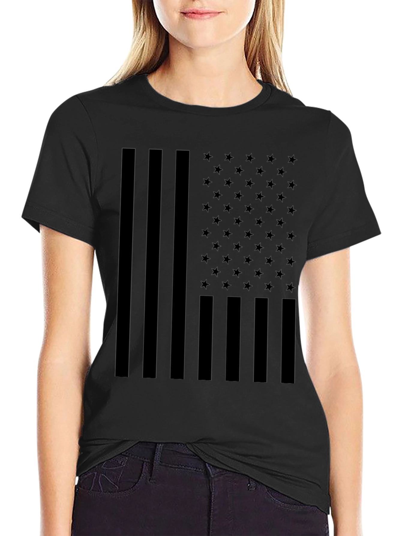 American Flag Blackout T-Shirt - Patriotic Style