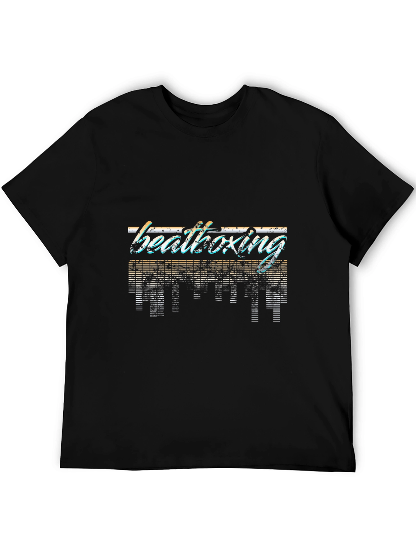 Retro Beatboxing Graphic Tee - Black Casual T-Shirt