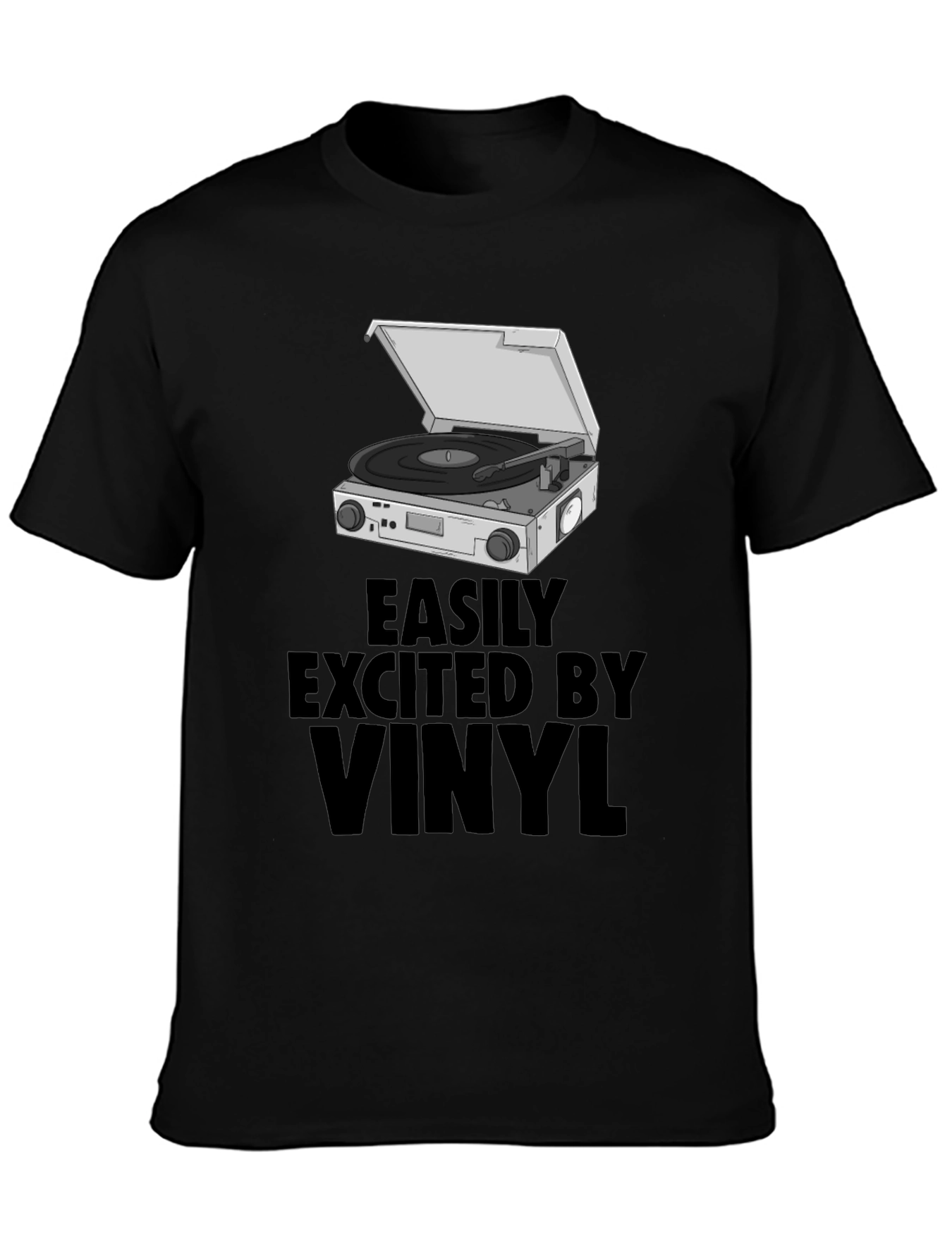 Vinyl Record Player T-Shirt - Easily Excited