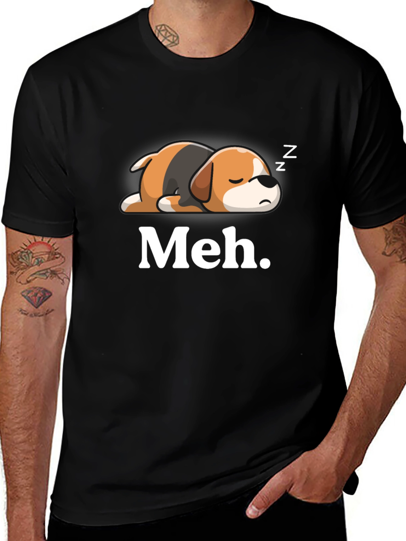 Meh. Sleeping Dog Graphic T-Shirt