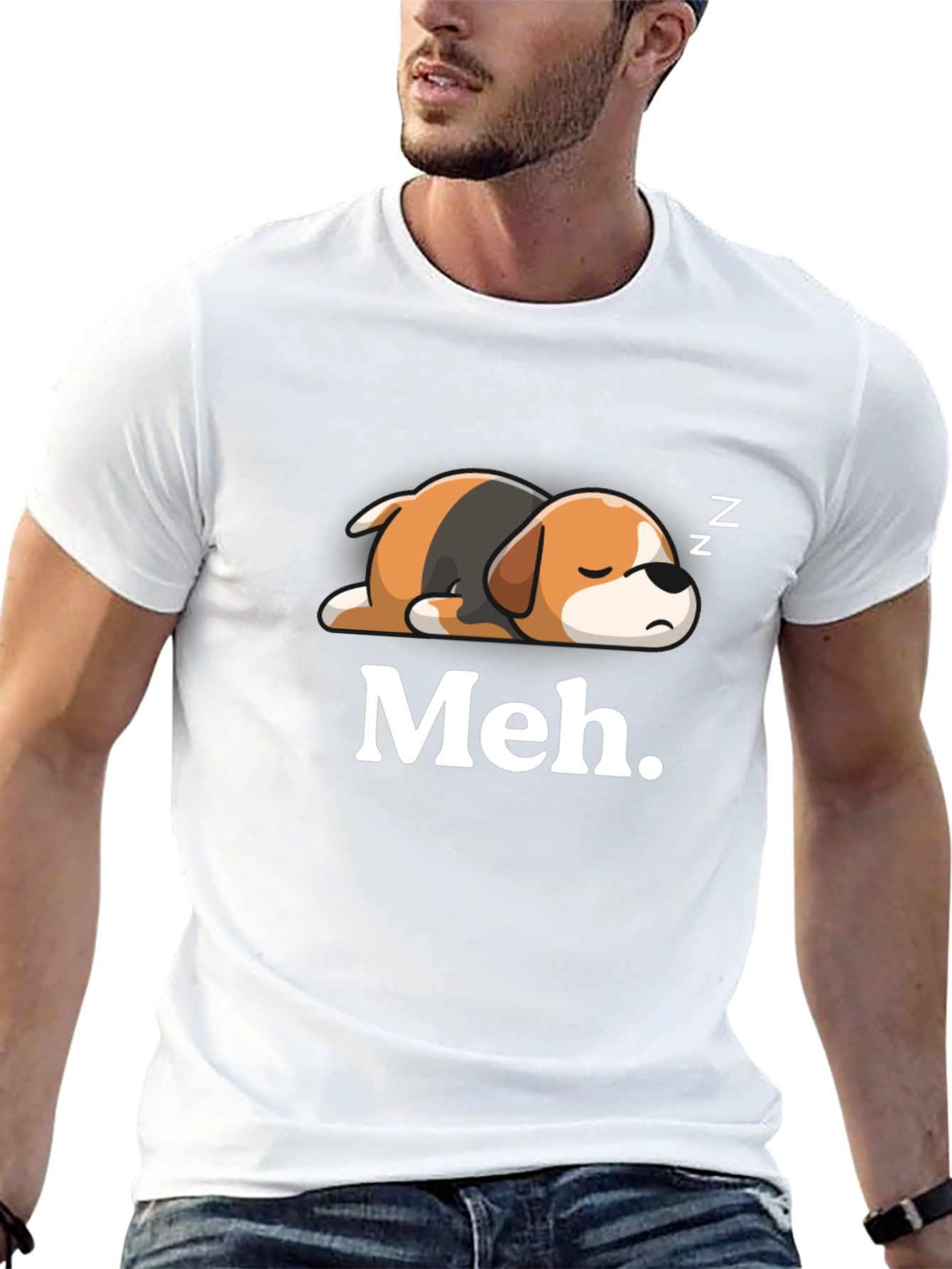 Meh. Sleeping Dog Graphic T-Shirt