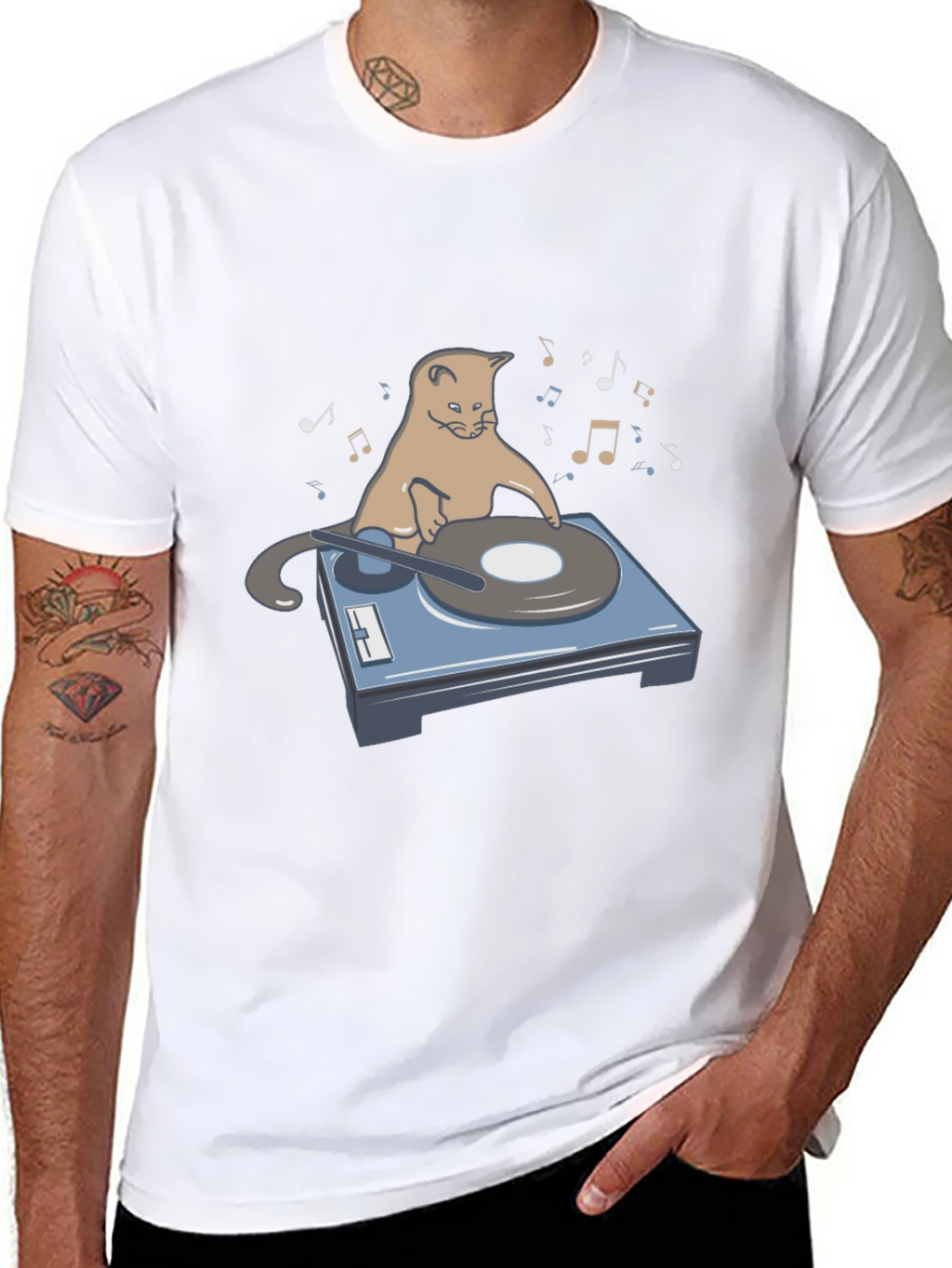 DJ Cat Graphic T-Shirt - Music Lover Tee