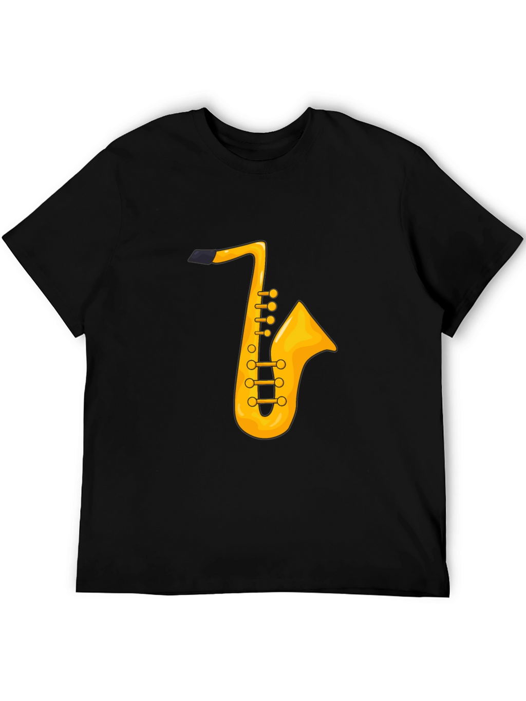 Saxophone Graphic Tee - Black Cotton T-Shirt