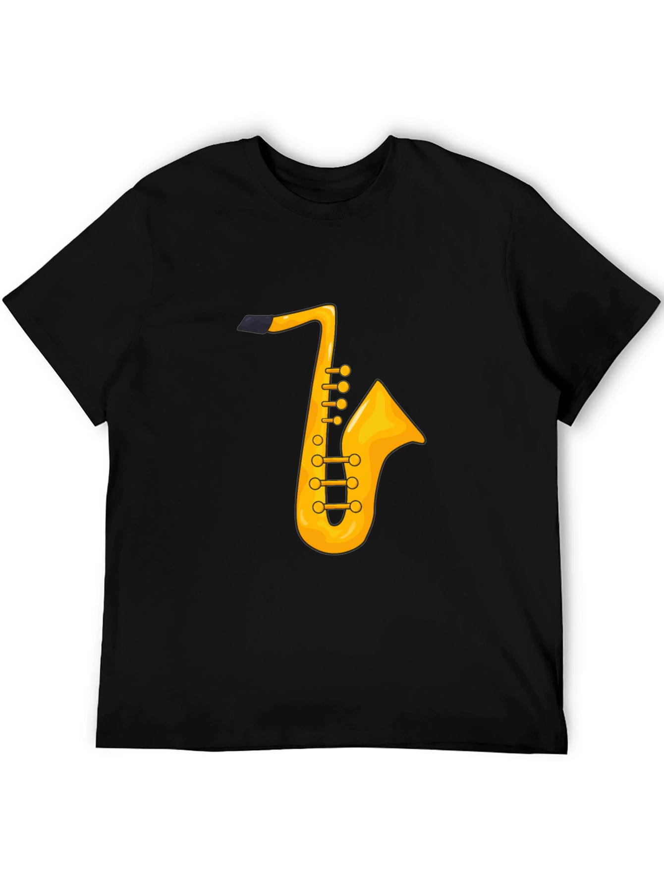Saxophone Graphic Tee - Black Cotton T-Shirt