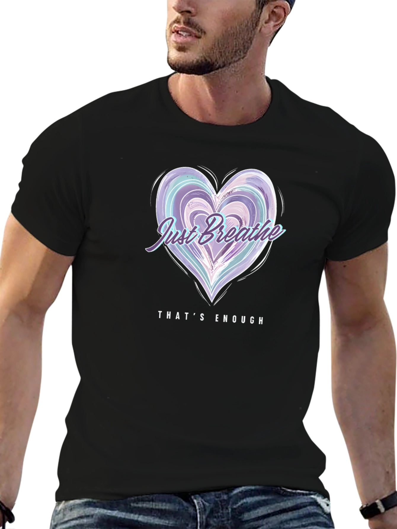 Just Breathe Heart Graphic Tee