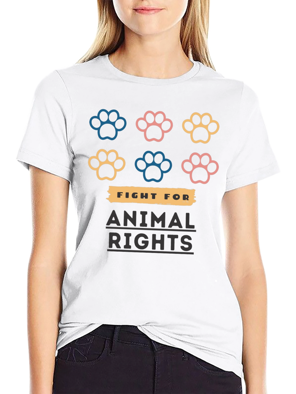 Animal Rights T-Shirt with Paw Prints