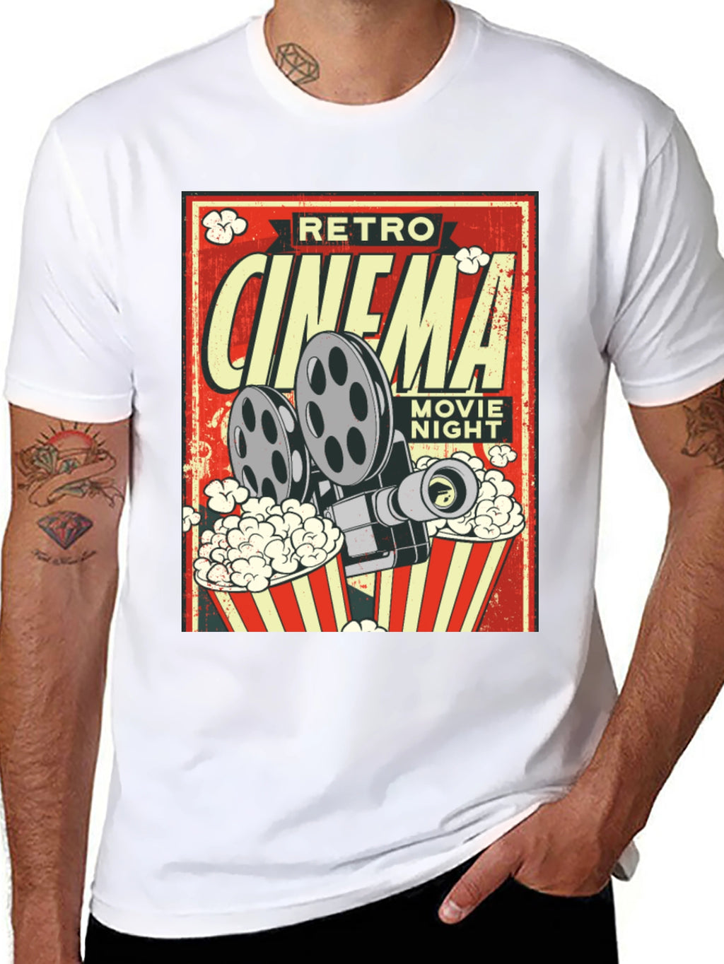 Retro Cinema Movie Night Black T-Shirt