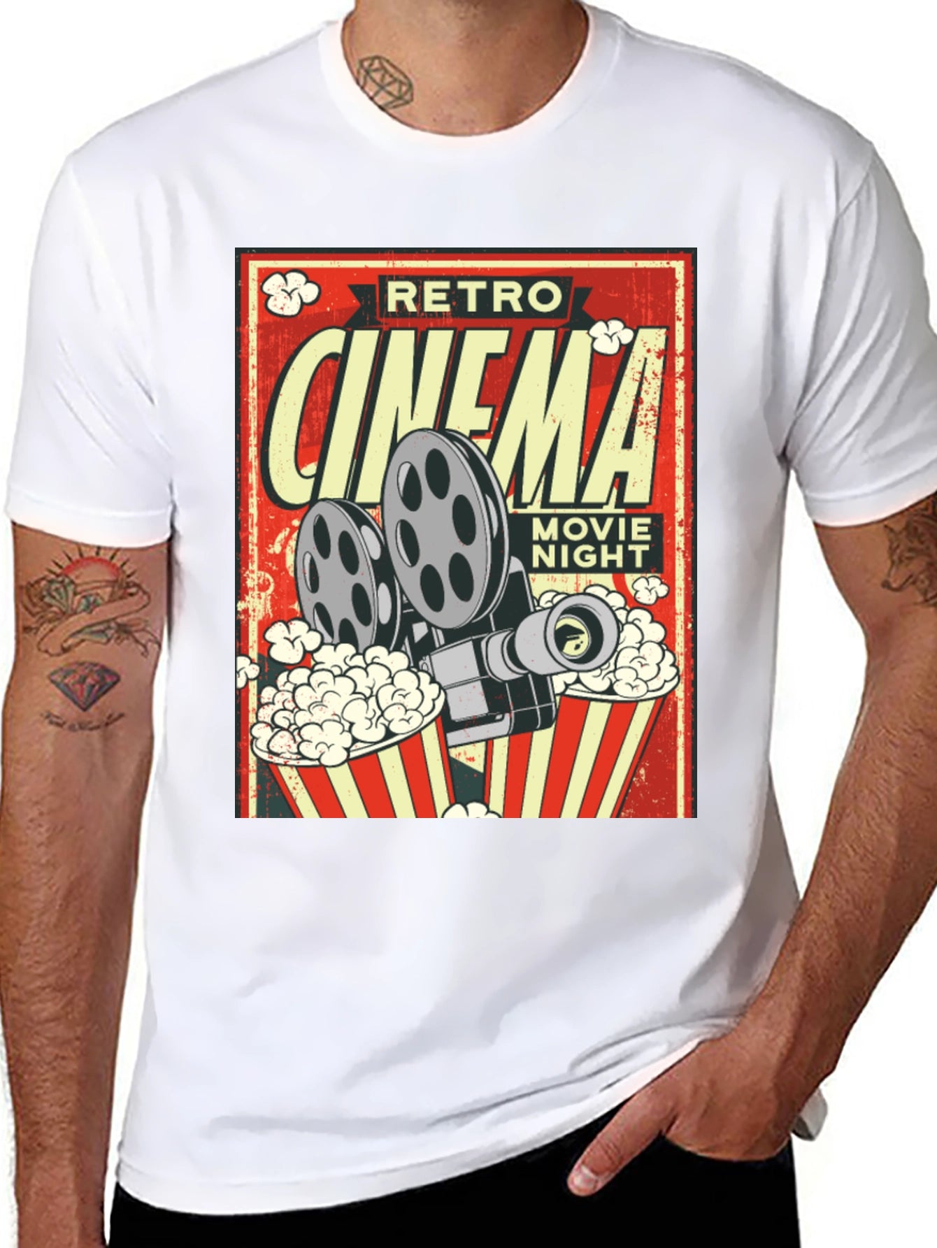 Retro Cinema Movie Night Black T-Shirt