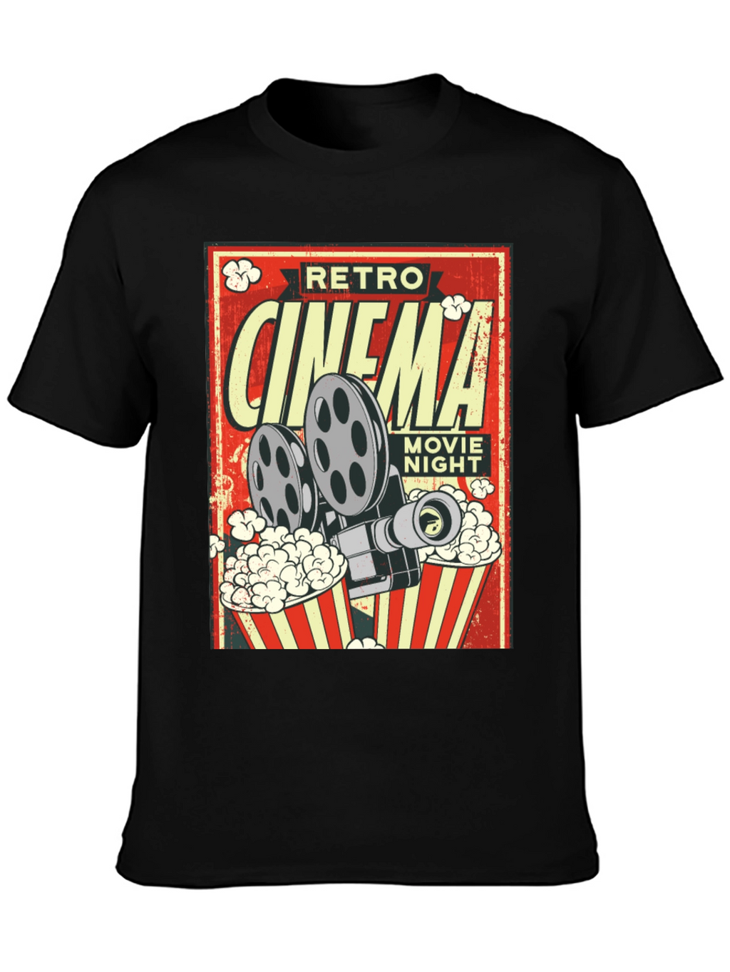Retro Cinema Movie Night Black T-Shirt