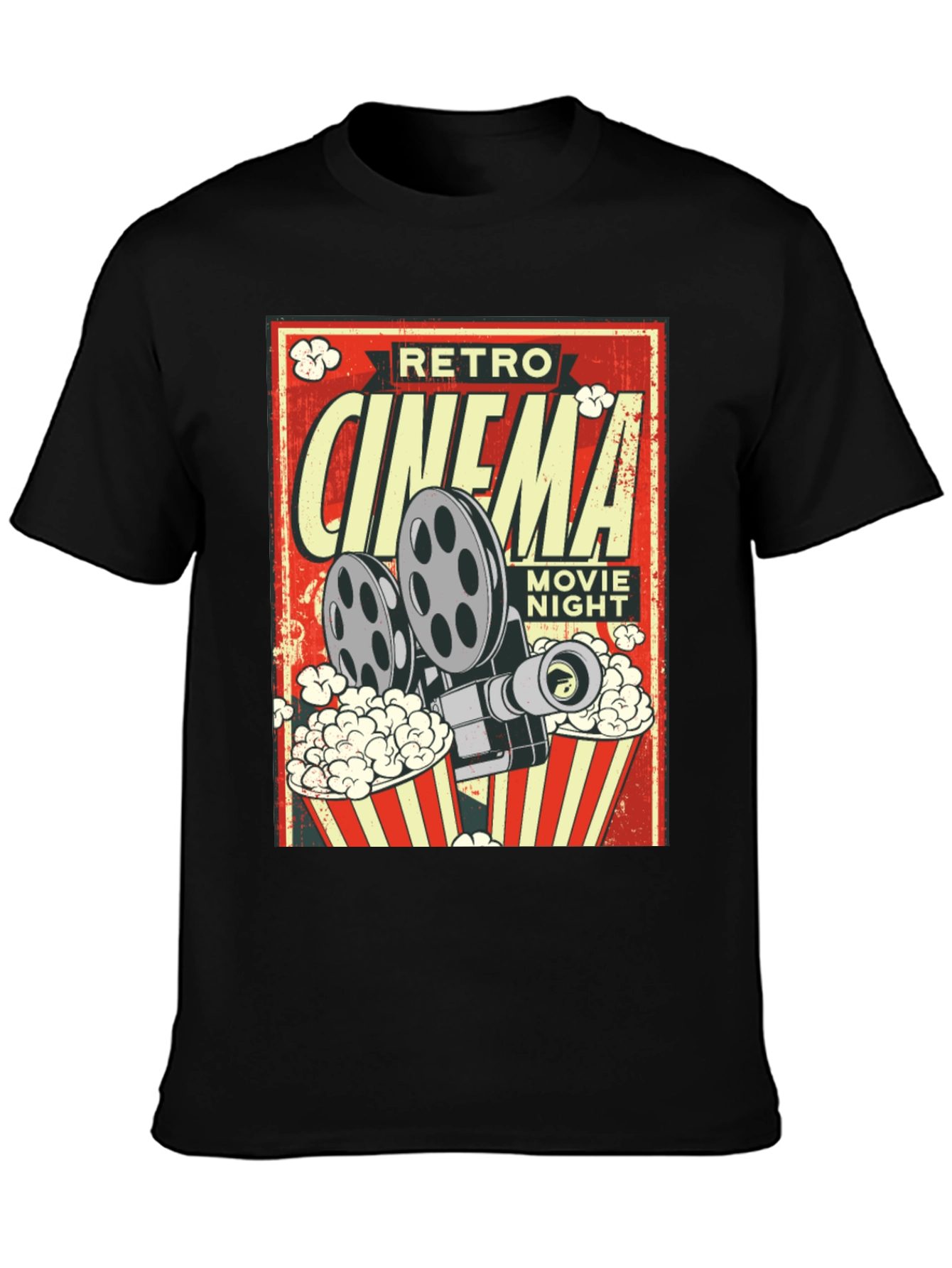 Retro Cinema Movie Night Black T-Shirt