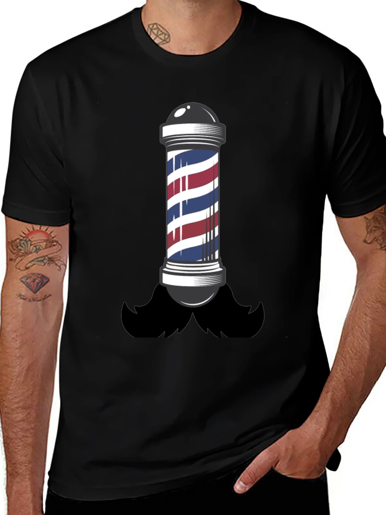 Barber Pole Mustache T-Shirt