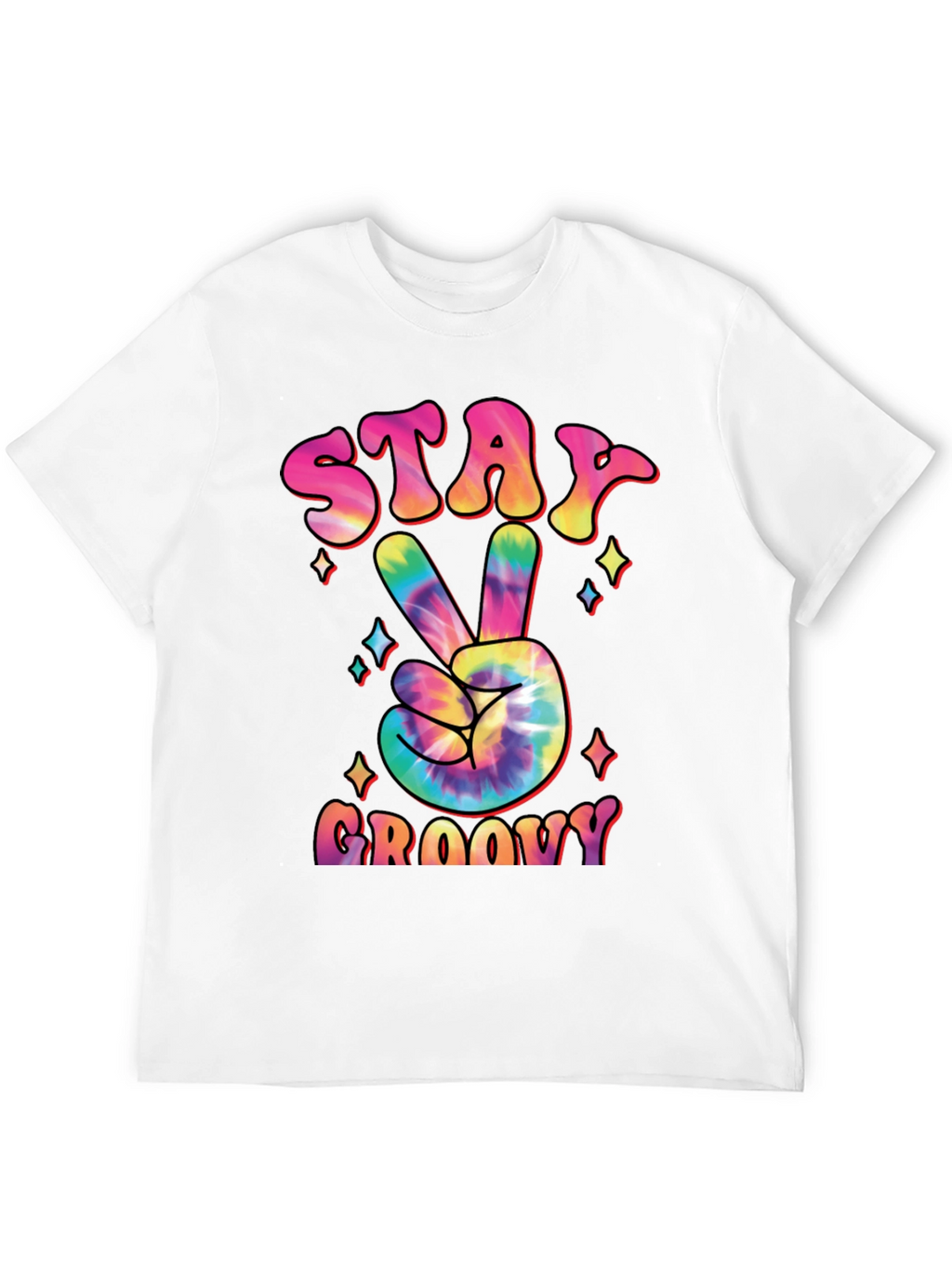 Stay Groovy Tie Dye Peace Sign Graphic T-Shirt