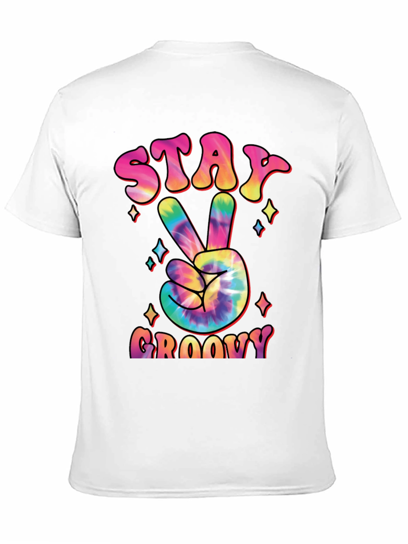 Stay Groovy Tie Dye Peace Sign Graphic T-Shirt