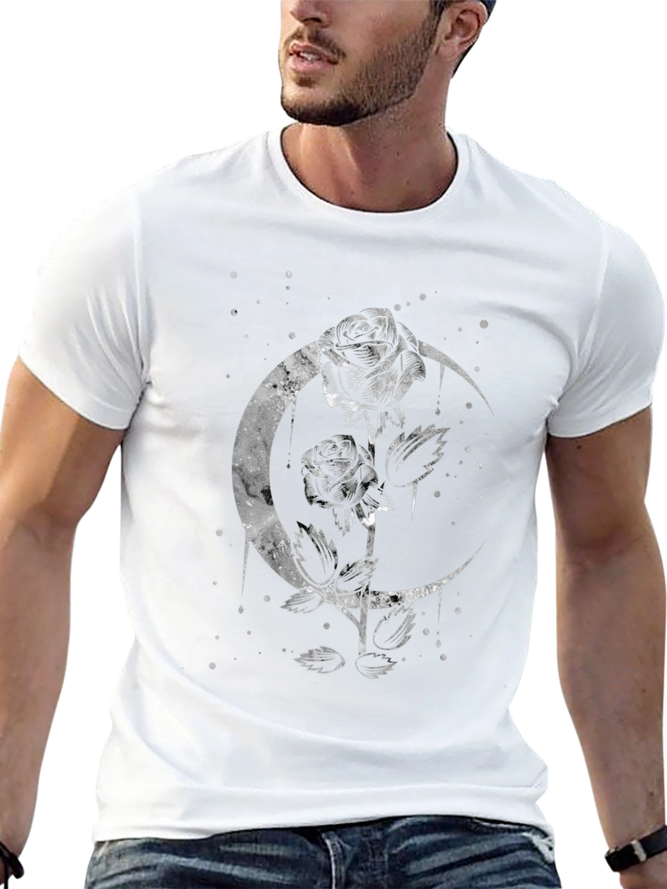 Moon Rose Graphic Tee - Gothic Style