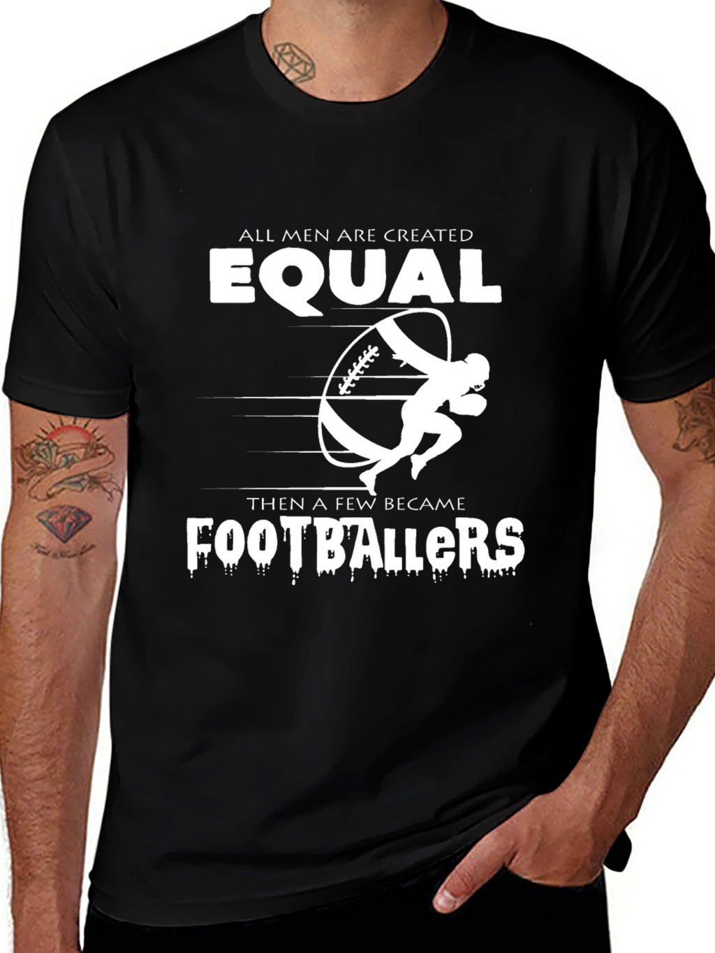Equal Footballers Graphic Tee - Black Cotton T-Shirt