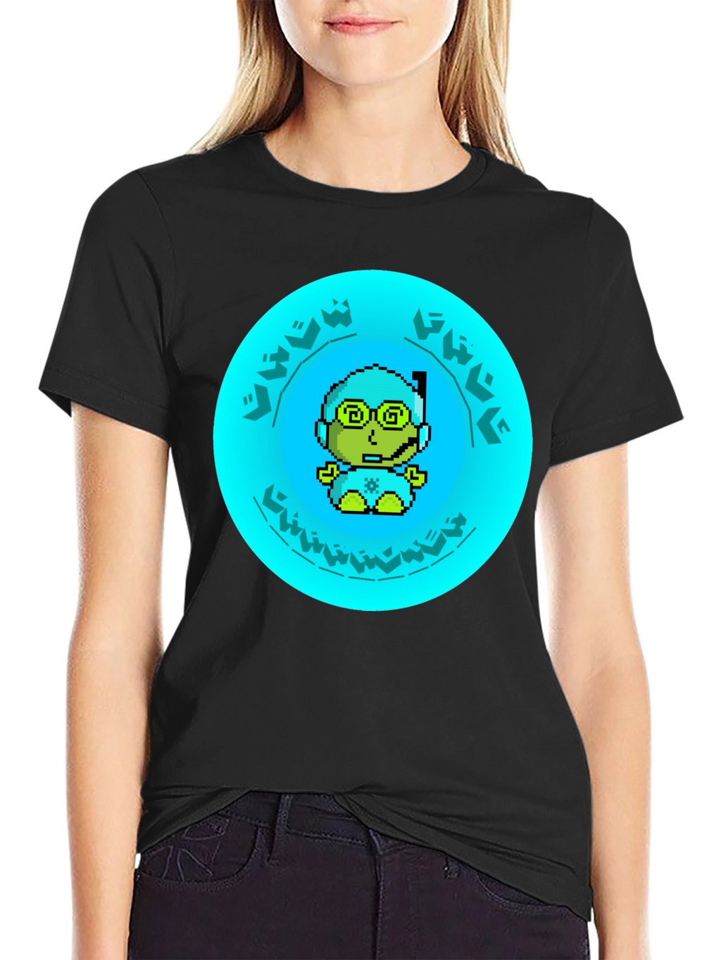 Pixel Diver Graphic Tee - Black Cotton T-Shirt