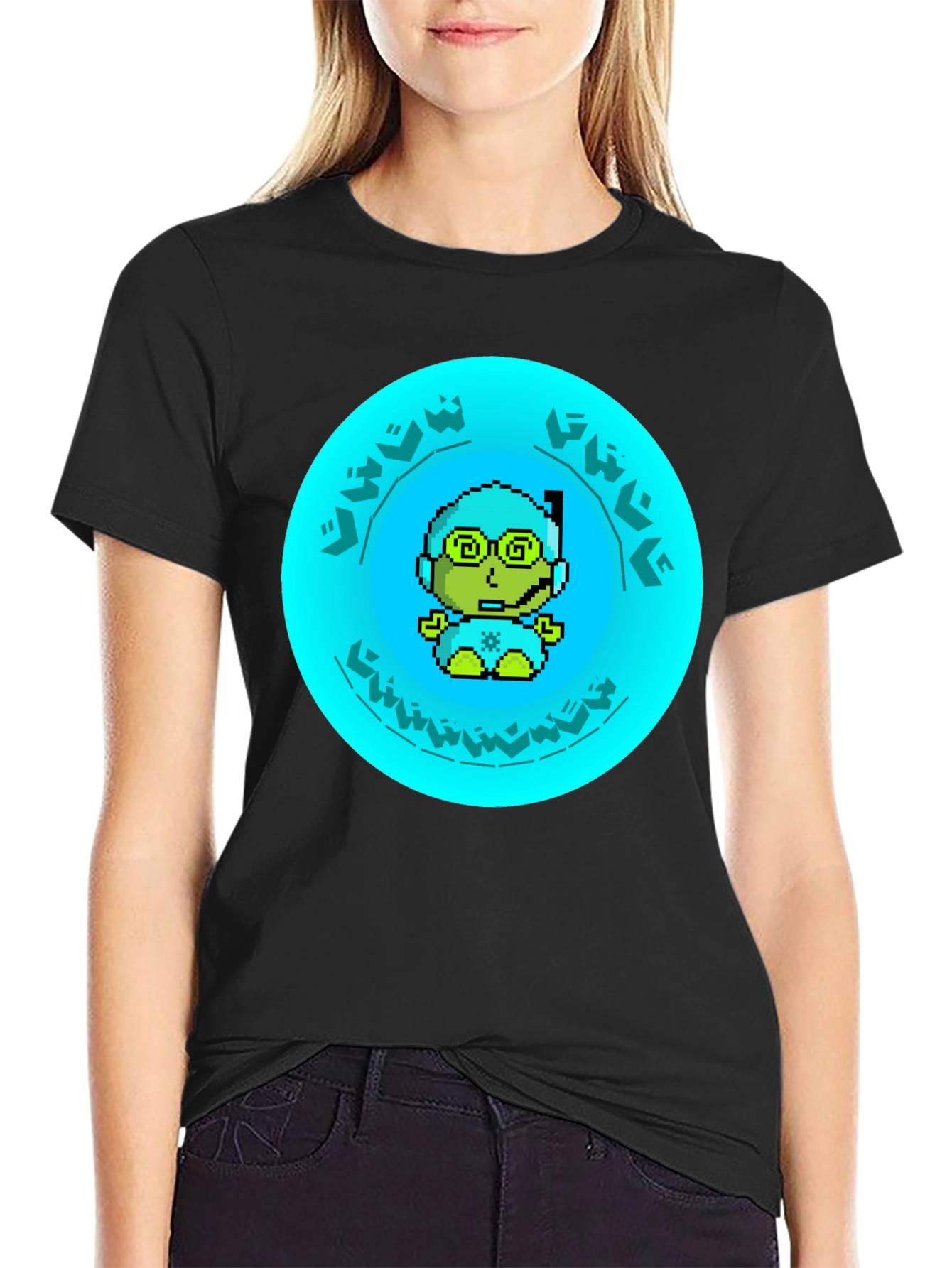 Pixel Diver Graphic Tee - Black Cotton T-Shirt