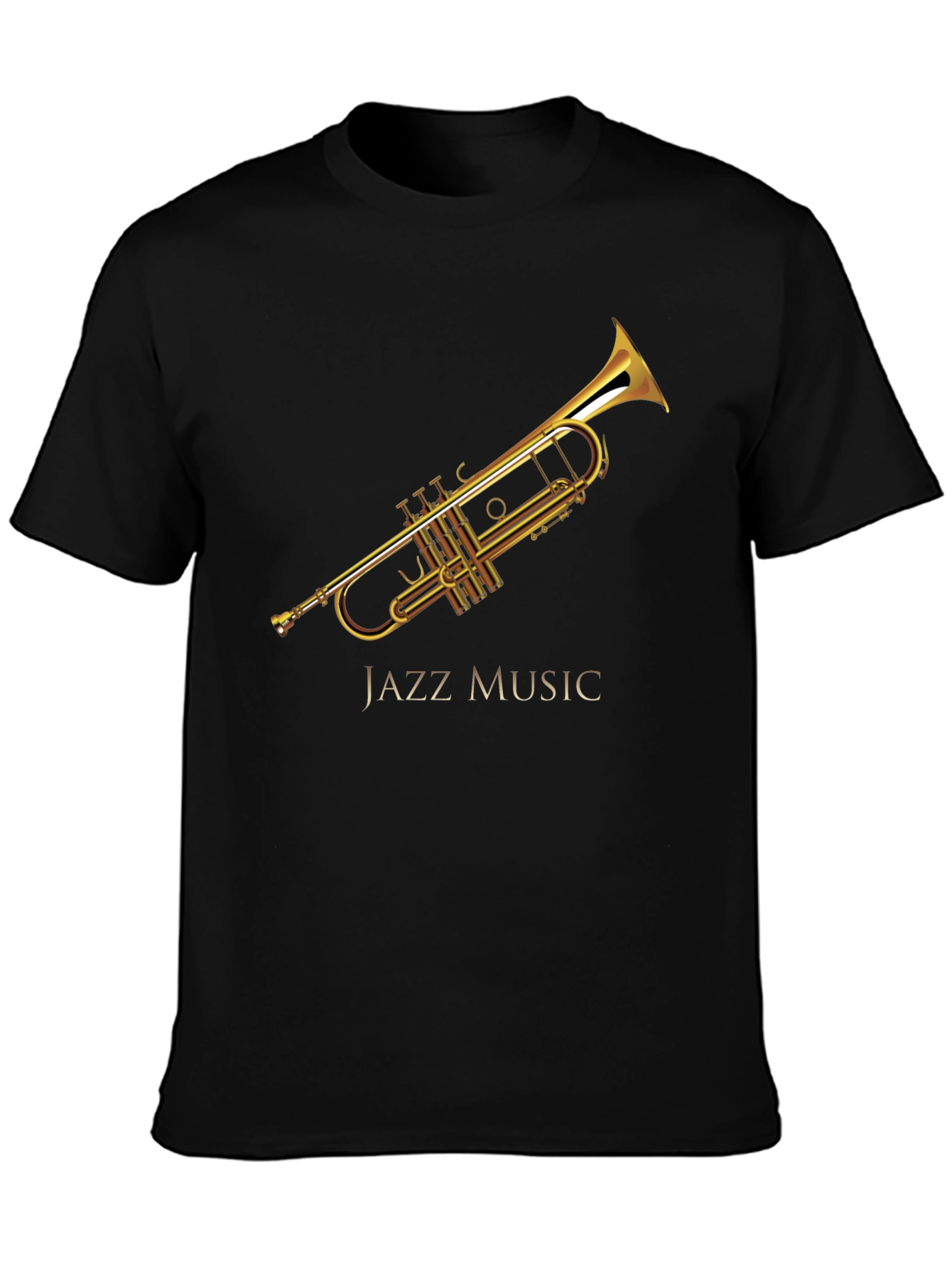 Jazz Music Trumpet Graphic Black T-Shirt