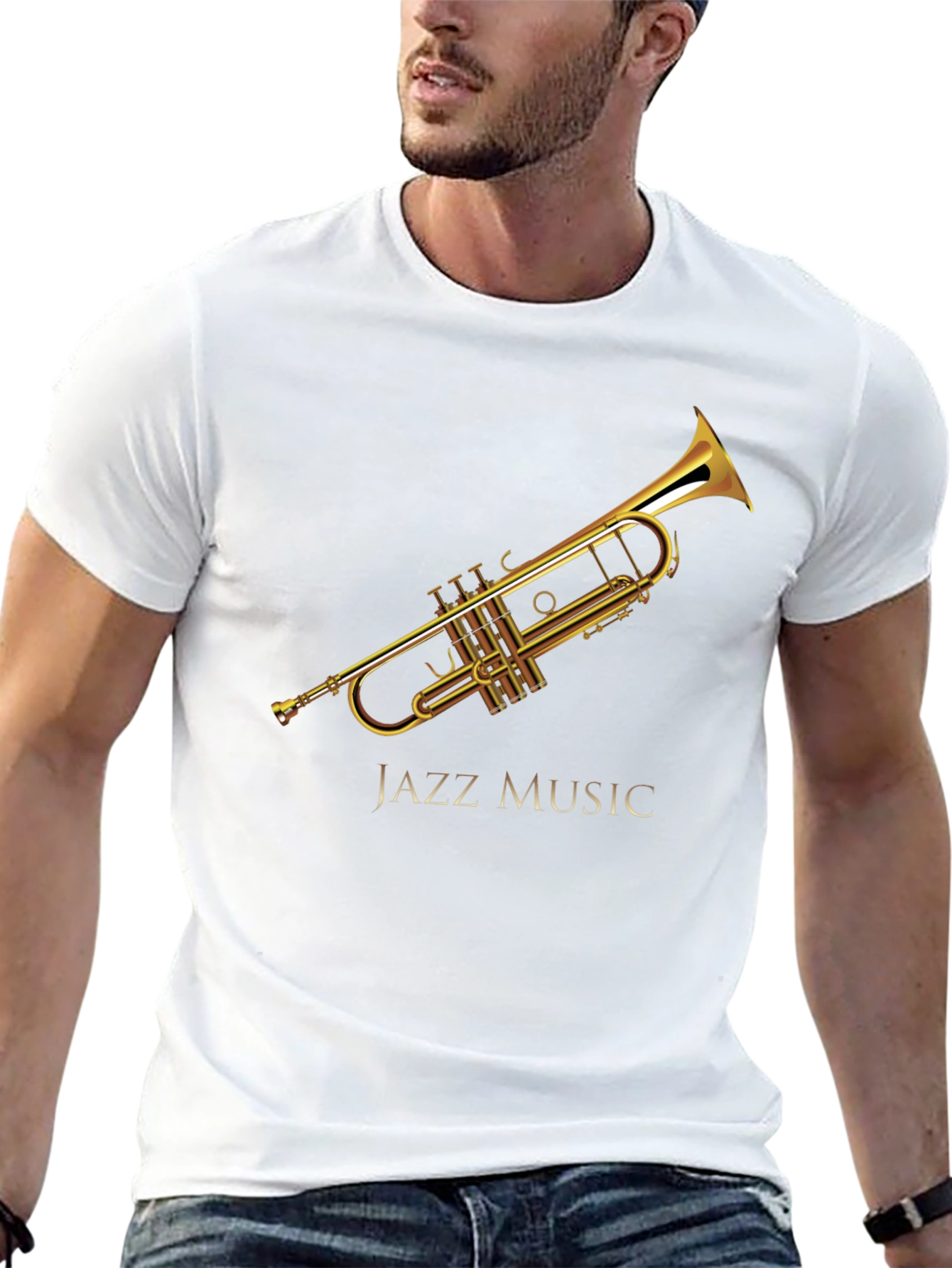 Jazz Music Trumpet Graphic Black T-Shirt