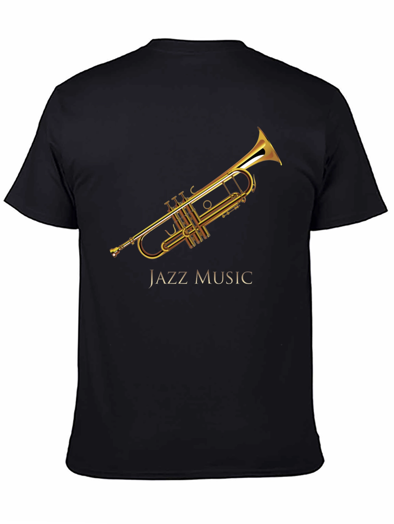 Jazz Music Trumpet Graphic Black T-Shirt