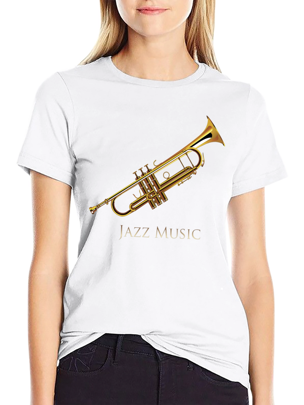 Jazz Music Trumpet Graphic Black T-Shirt
