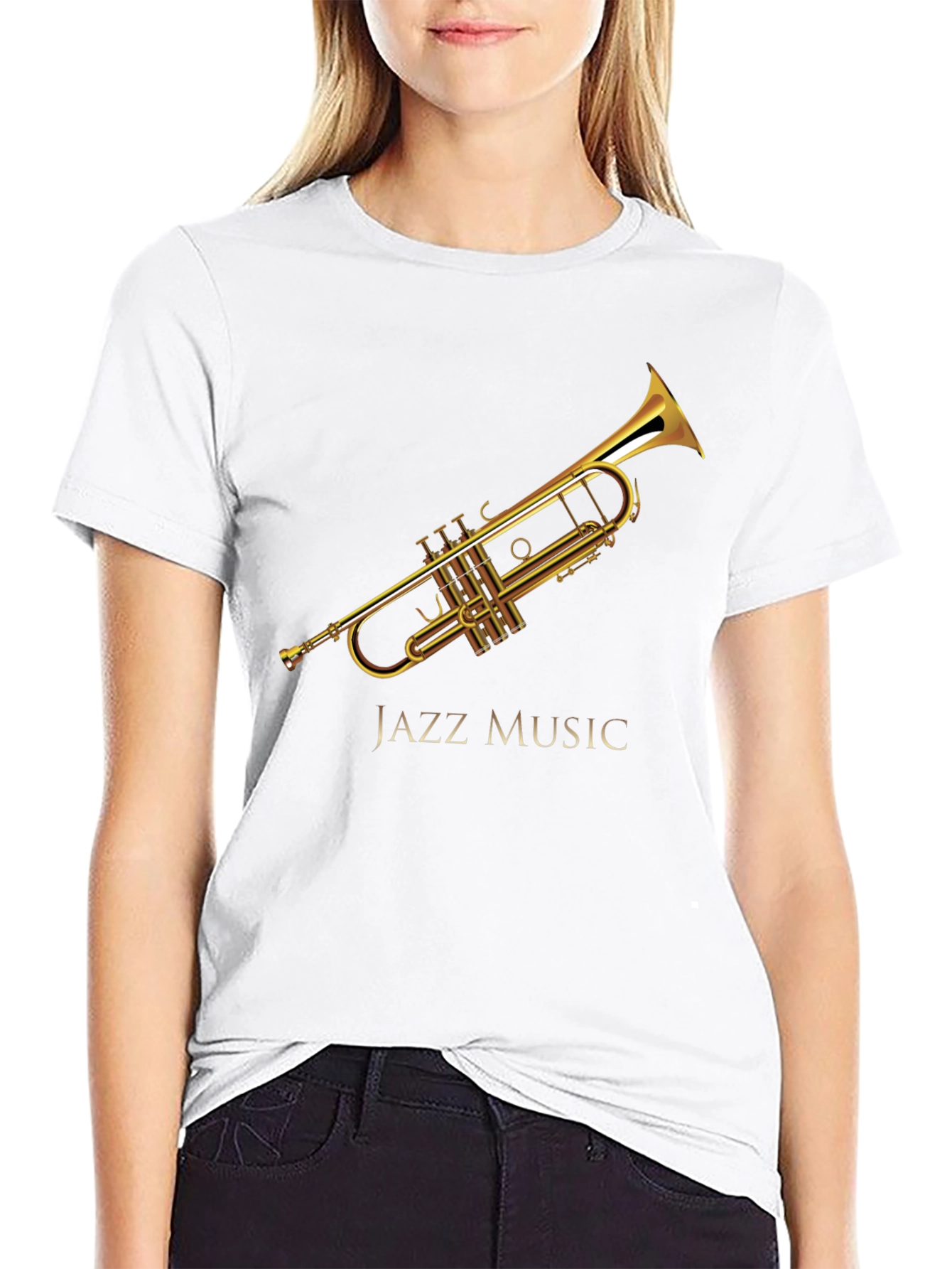 Jazz Music Trumpet Graphic Black T-Shirt