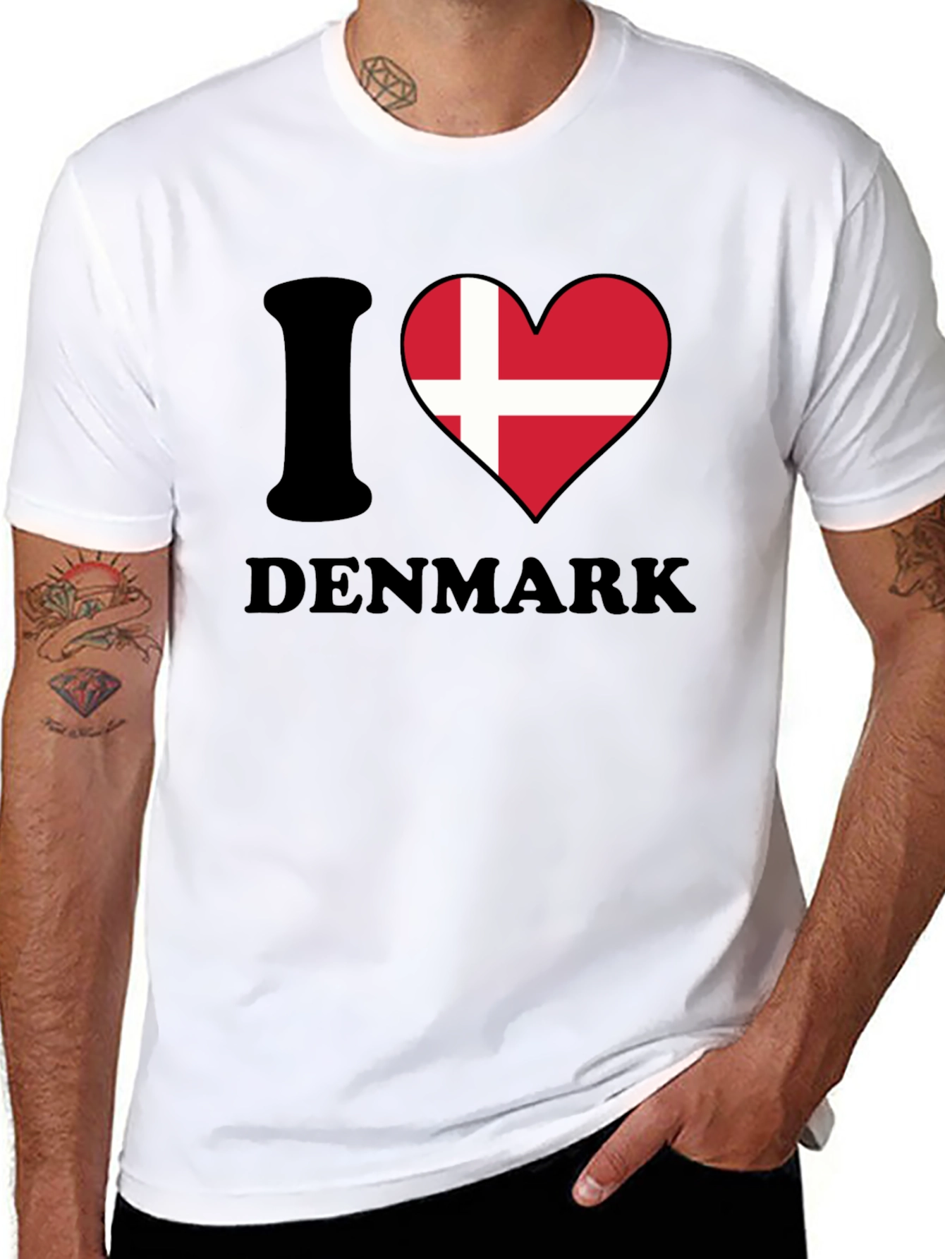 I Love Denmark T-Shirt - Danish Flag Heart Tee