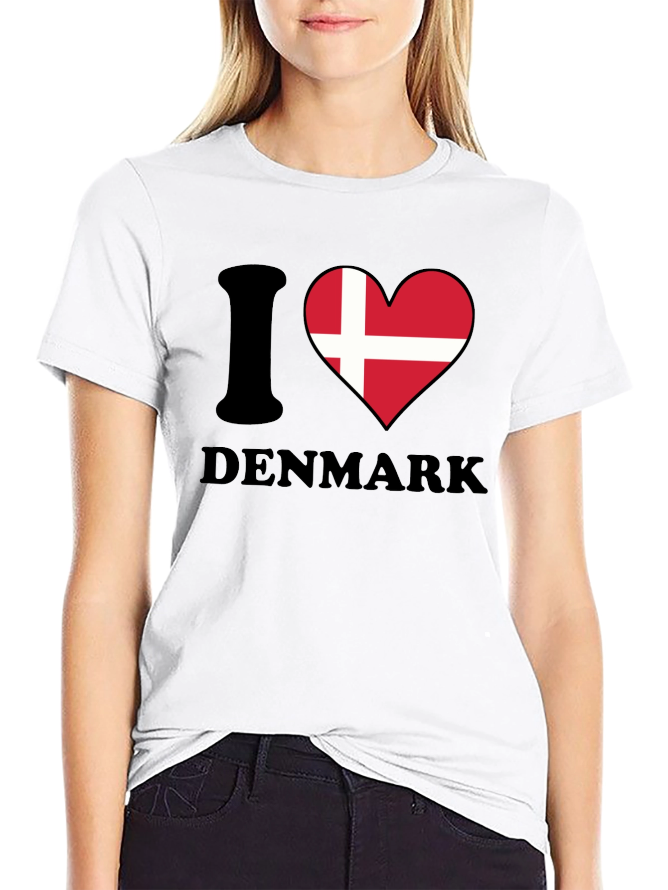 I Love Denmark T-Shirt - Danish Flag Heart Tee