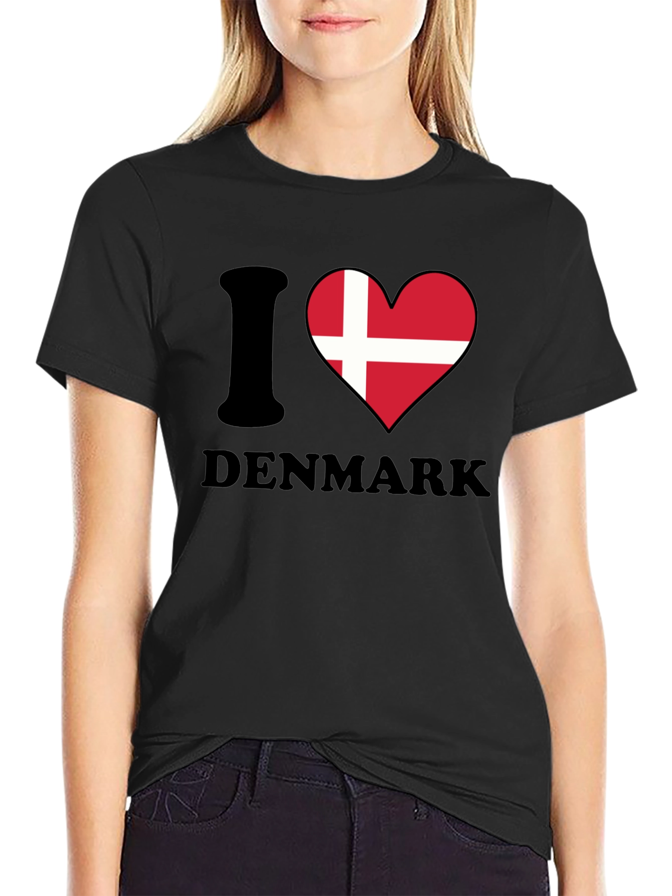 I Love Denmark T-Shirt - Danish Flag Heart Tee