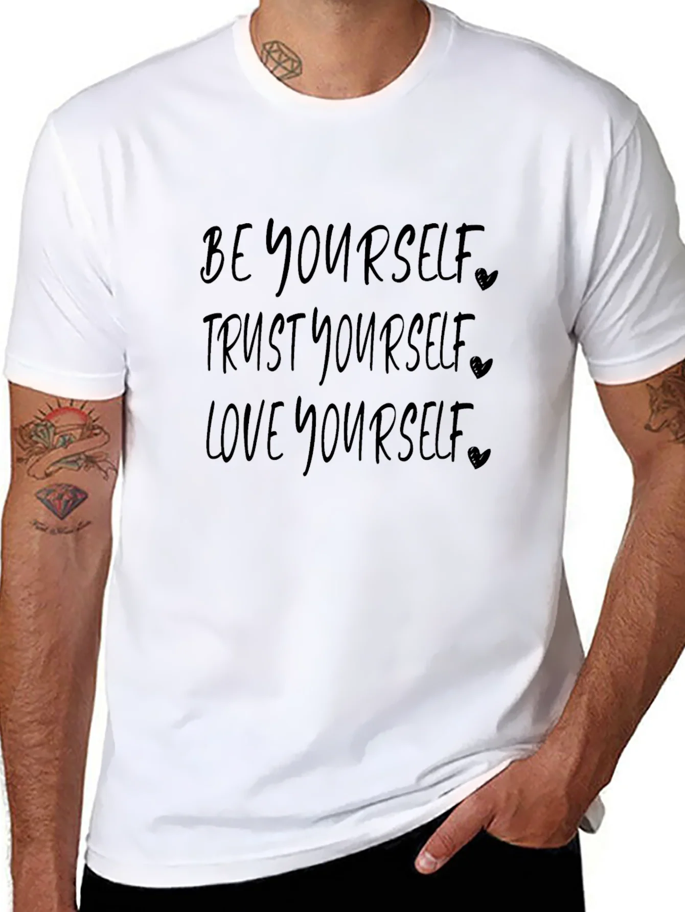Be Yourself Graphic Tee - Inspirational Message Black T-Shirt