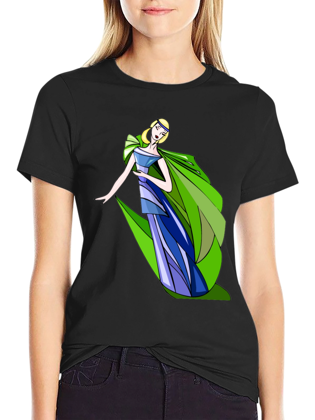 Elegant Lady Graphic Black T-Shirt